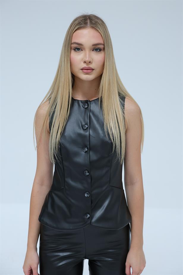 RYN Leather Vest - Black - Penn Hills