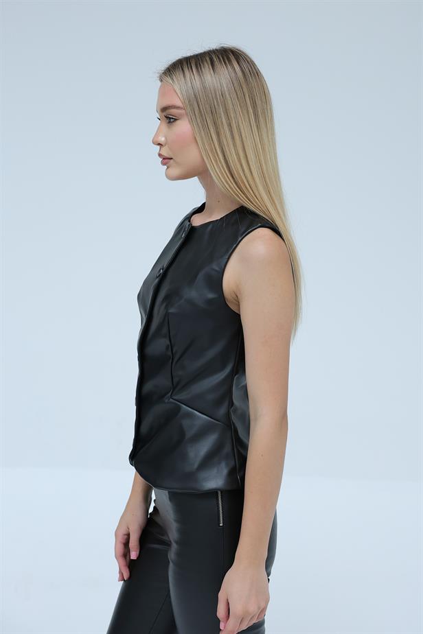 RYN Leather Vest - Black - Penn Hills