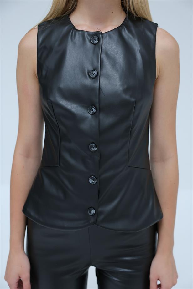 RYN Leather Vest - Black - Penn Hills