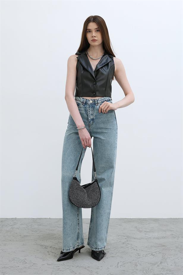RYN LEATHER VEST - Black - Launceston