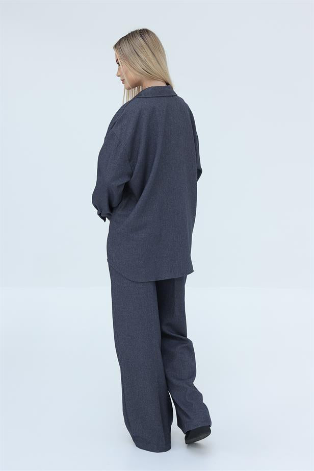 RYN Textured Shirt Set - Navy - Sagunto