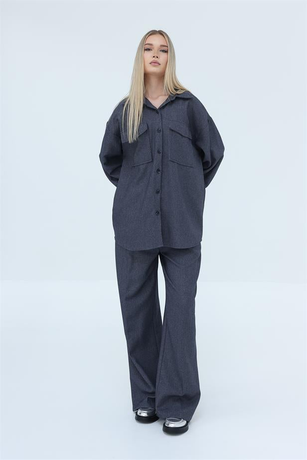 RYN Textured Shirt Set - Navy - Sagunto