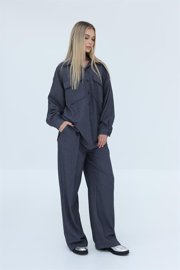 RYN Textured Shirt Set - Navy - Sagunto