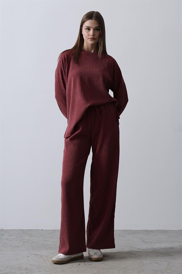 RYN Textured Knit Set - Burgundy - Chihuahua