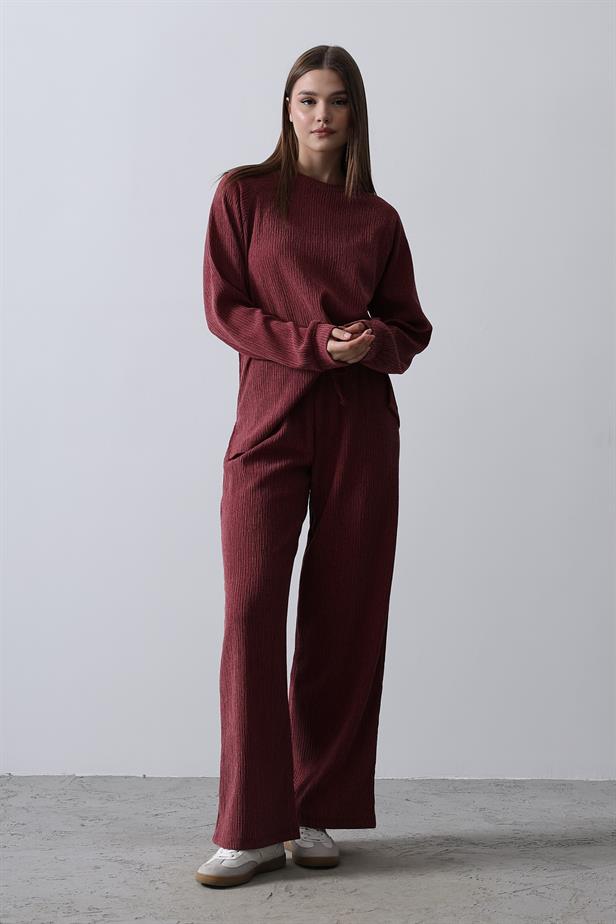 RYN Textured Knit Set - Burgundy - Chihuahua