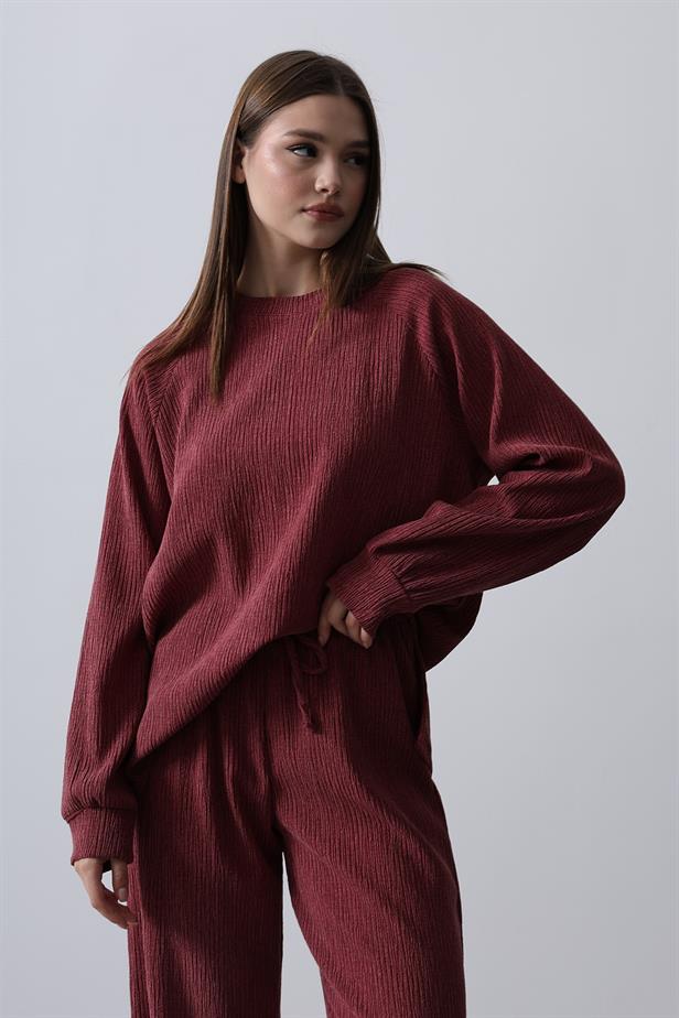 RYN Textured Knit Set - Burgundy - Chihuahua