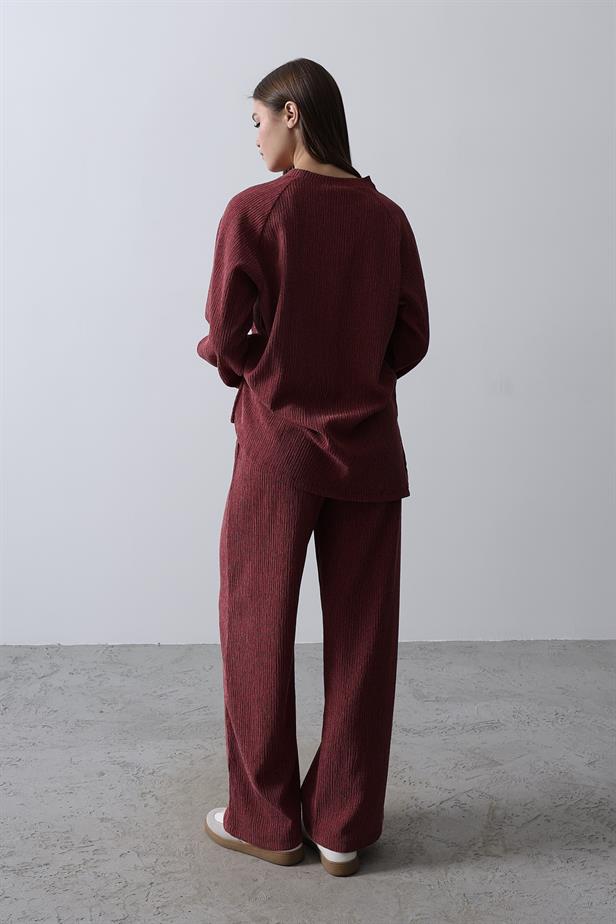 RYN Textured Knit Set - Burgundy - Chihuahua