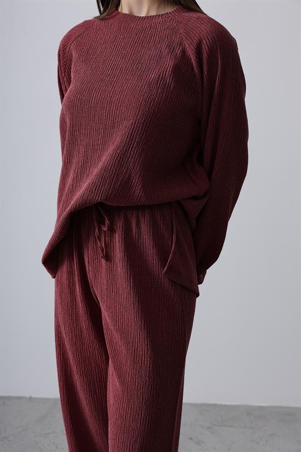RYN Textured Knit Set - Burgundy - Chihuahua