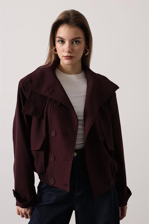 RYN DÜĞMELİ KISA CEKET - Bordo - Râmnicu Vâlcea