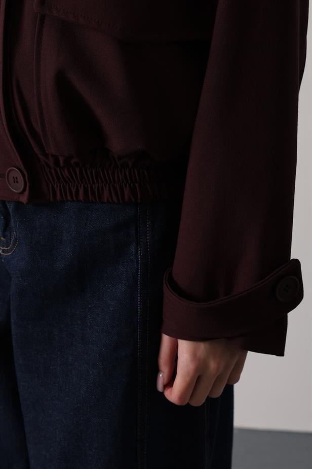 RYN DÜĞMELİ KISA CEKET - Bordo - Râmnicu Vâlcea