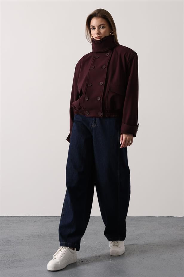 RYN DÜĞMELİ KISA CEKET - Bordo - Râmnicu Vâlcea