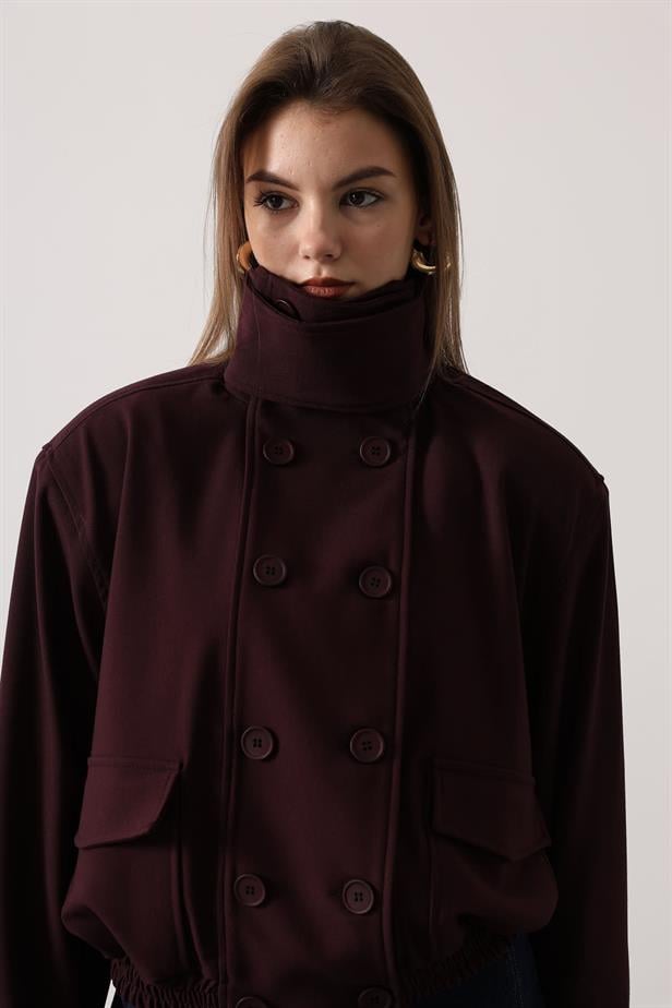 RYN DÜĞMELİ KISA CEKET - Bordo - Râmnicu Vâlcea