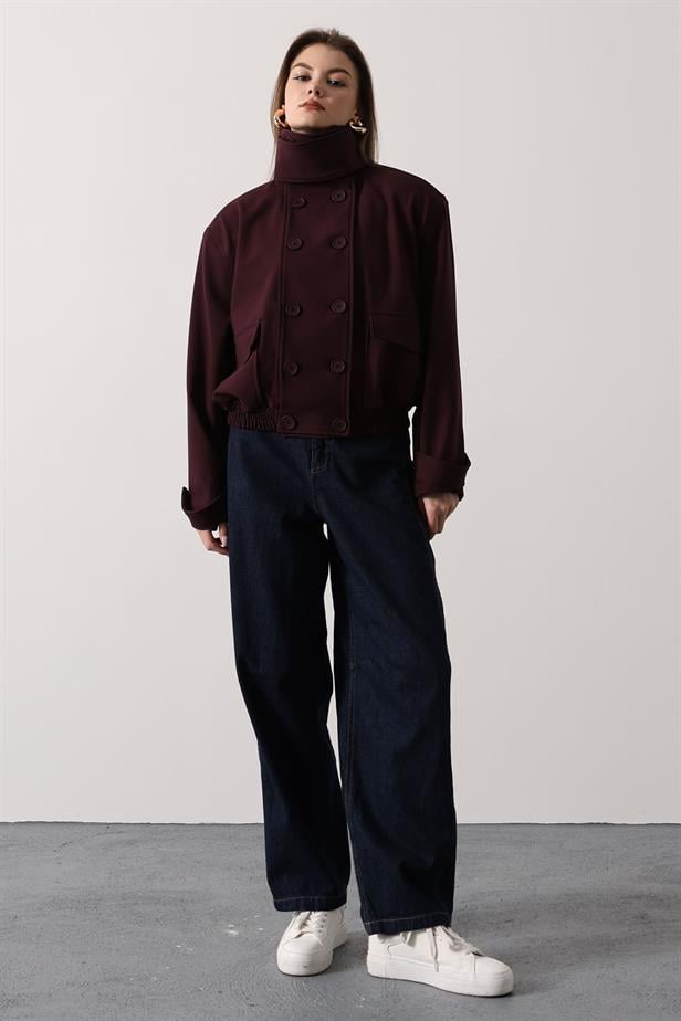 RYN DÜĞMELİ KISA CEKET - Bordo - Râmnicu Vâlcea