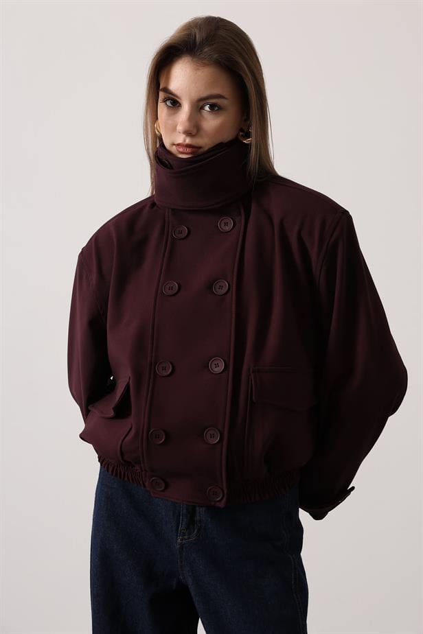 RYN DÜĞMELİ KISA CEKET - Bordo - Râmnicu Vâlcea