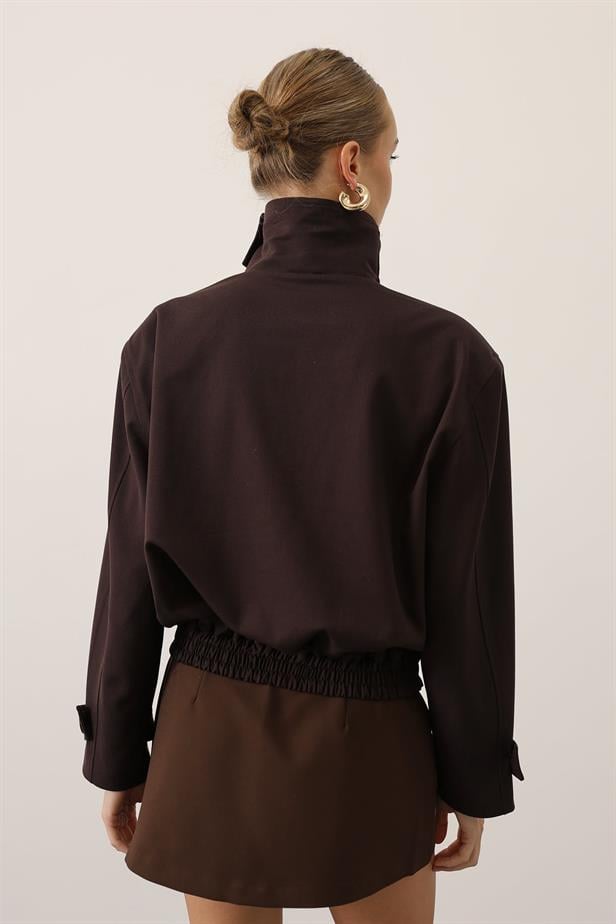 RYN BUTTONED SHORT JACKET - Brown - Pawtucket