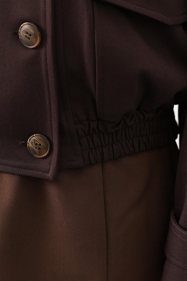 RYN BUTTONED SHORT JACKET - Brown - Pawtucket