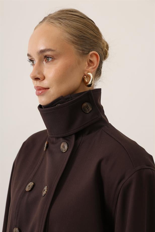 RYN BUTTONED SHORT JACKET - Brown - Pawtucket