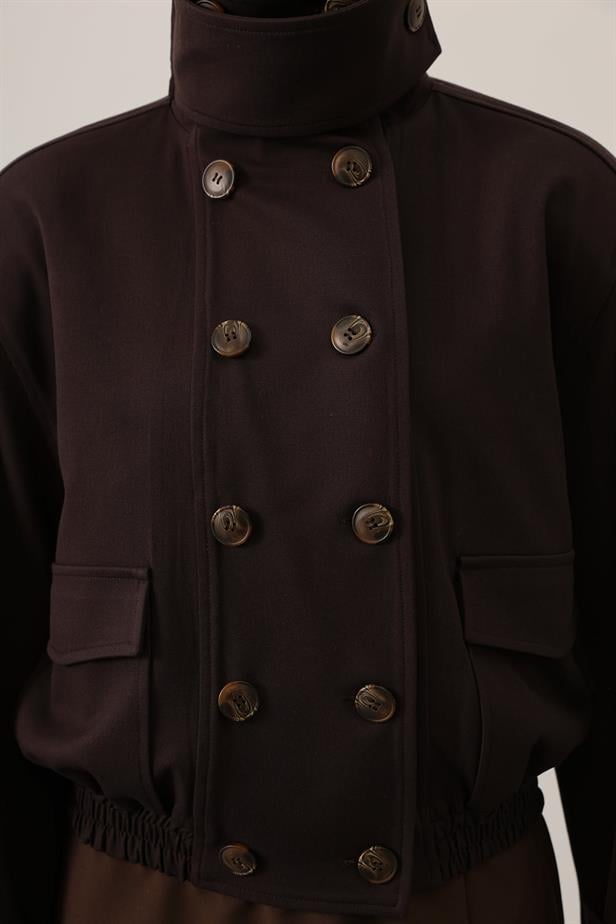 RYN BUTTONED SHORT JACKET - Brown - Pawtucket