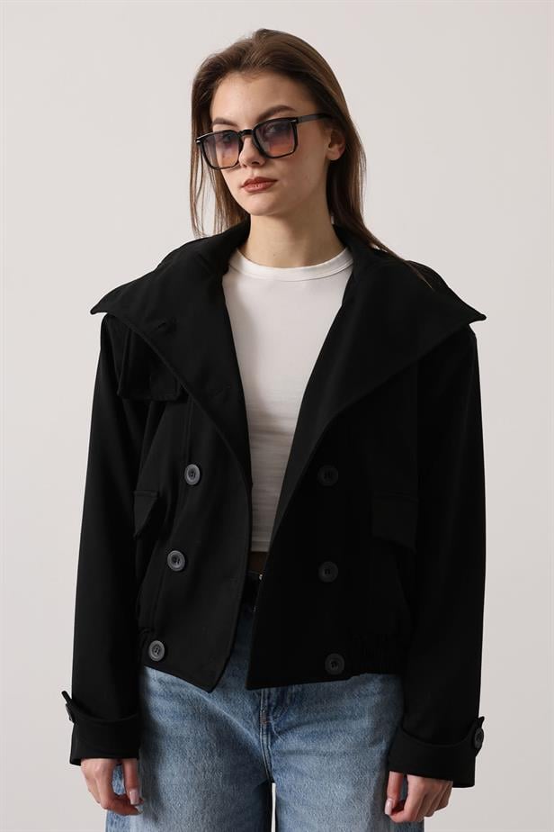 RYN DÜĞMELİ KISA CEKET - Siyah - Limbiate