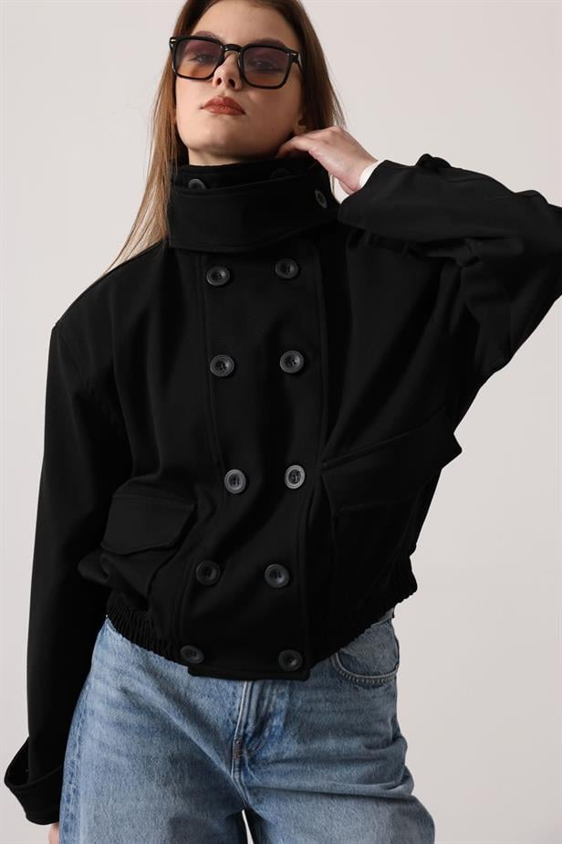 RYN DÜĞMELİ KISA CEKET - Siyah - Limbiate