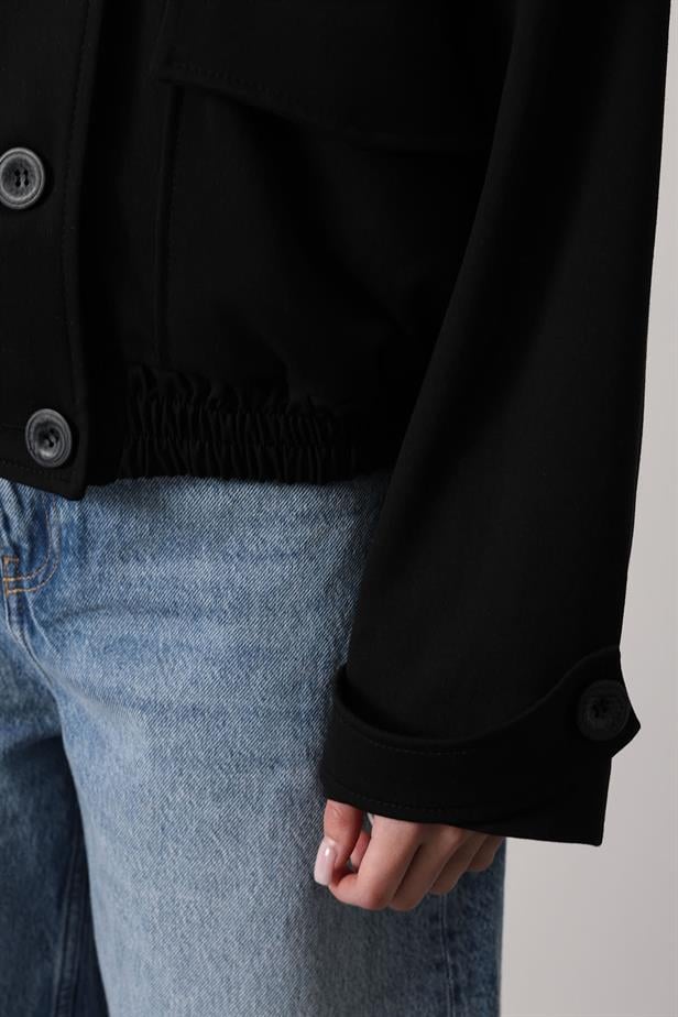 RYN DÜĞMELİ KISA CEKET - Siyah - Limbiate