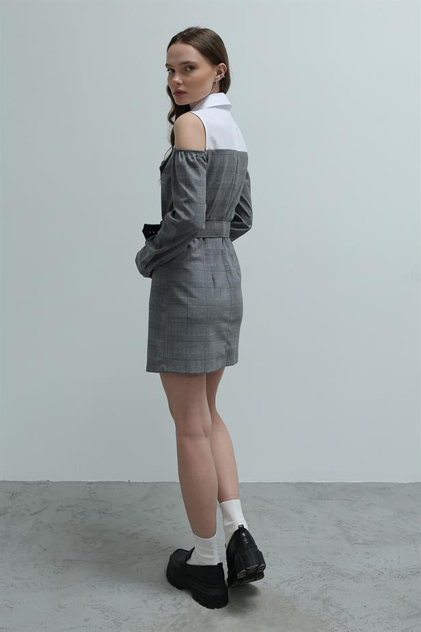 RYN Plaid Shirt Detailed Dress - Anthracite - Warner Robins