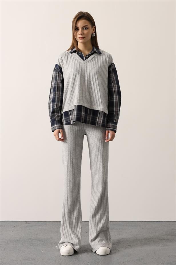 RYN EKOSELİ GÖMLEK DETAYLI TAKIM - Gri - Viterbo