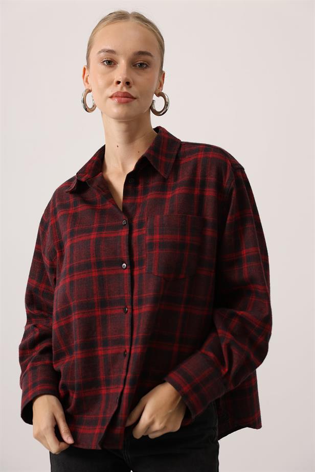 RYN EKOSELİ OVERSİZE GÖMLEK - Bordo - Sayreville