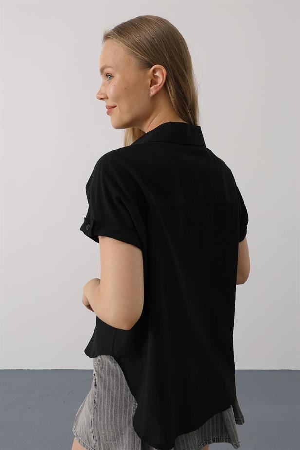 RYN Detailed Half Sleeve Shirt - Black - Nordhausen