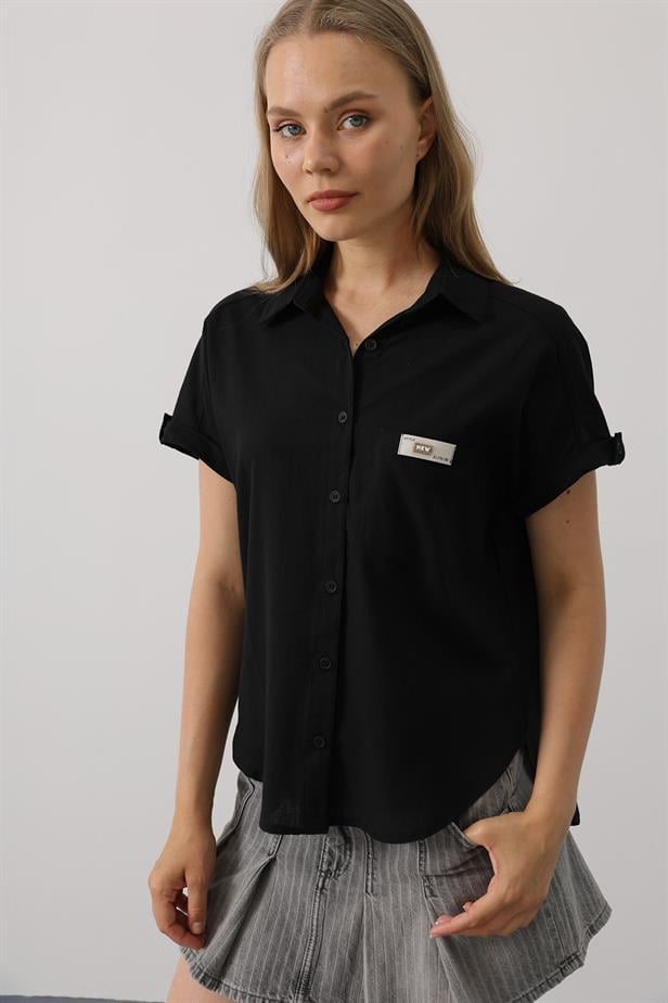 RYN Detailed Half Sleeve Shirt - Black - Nordhausen