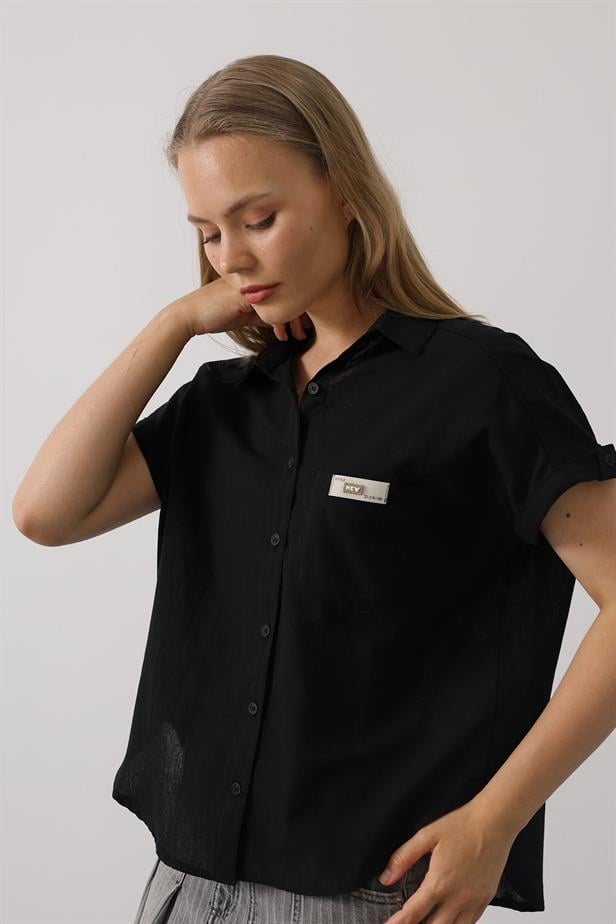RYN Detailed Half Sleeve Shirt - Black - Nordhausen