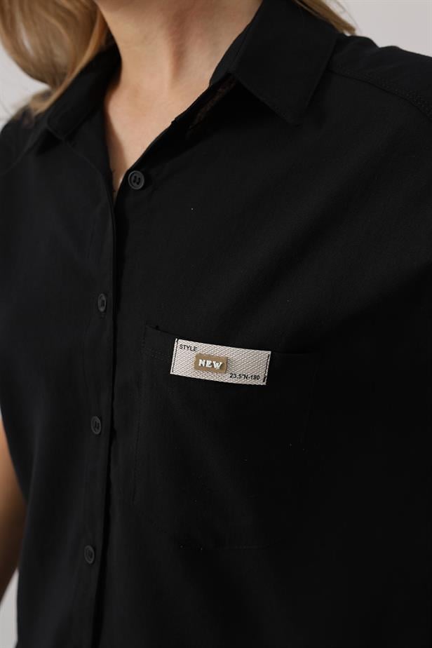 RYN Detailed Half Sleeve Shirt - Black - Nordhausen