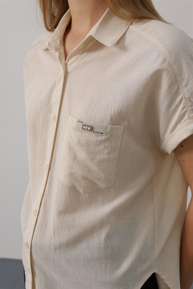 RYN Detailed Half Sleeve Shirt - Stone - Le Cannet