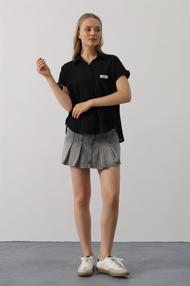 RYN Detailed Half Sleeve Shirt - Black - Nordhausen