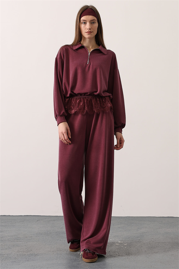 RYN FERMUAR DETAYLI TAKIM - Bordo - Saint-Denis