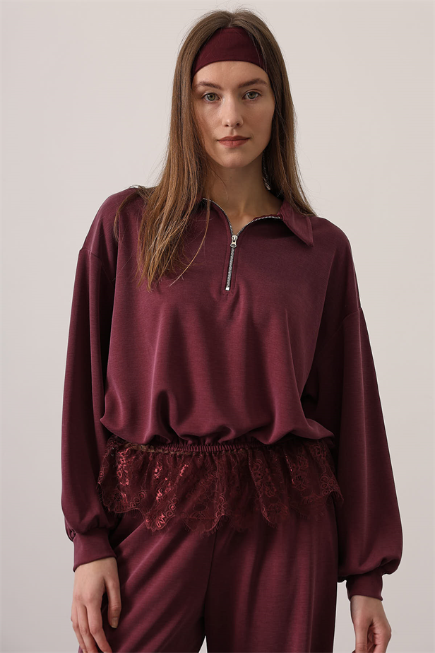 RYN FERMUAR DETAYLI TAKIM - Bordo - Saint-Denis