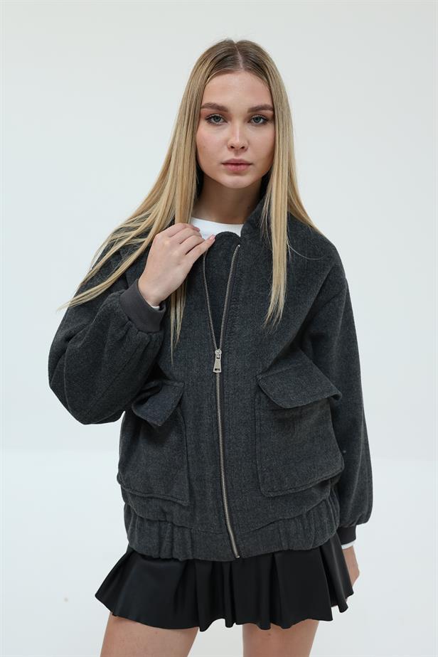 RYN Zippered Furry Coat - Anthracite - Pasco
