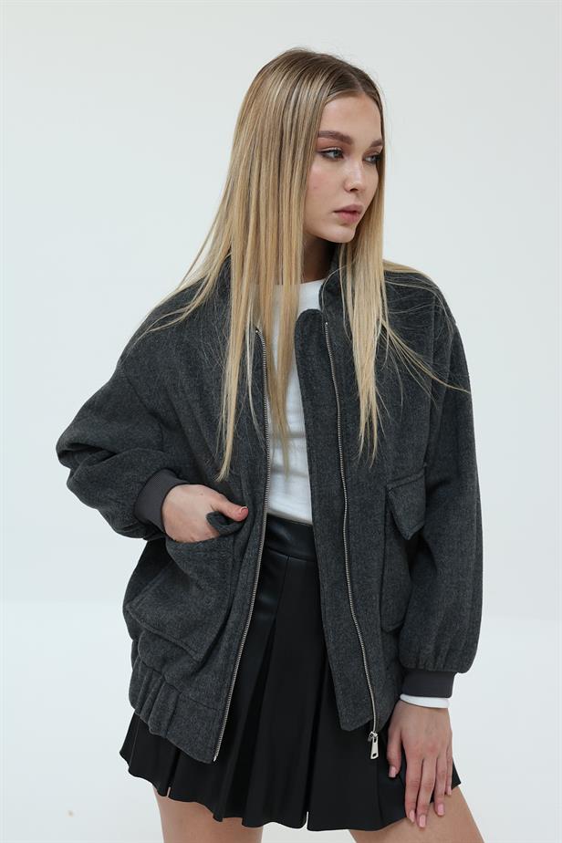 RYN Zippered Furry Coat - Anthracite - Pasco