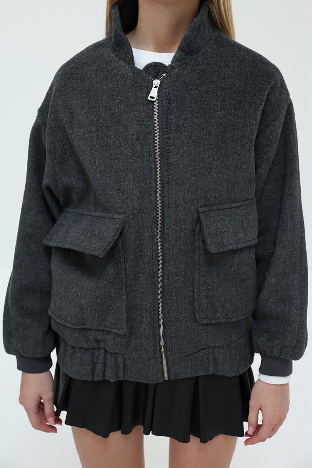 RYN Zippered Furry Coat - Anthracite - Pasco