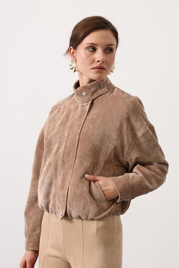 RYN VELVET BOMBER JACKET WITH FRINGES - Brown - San Luis Potosí