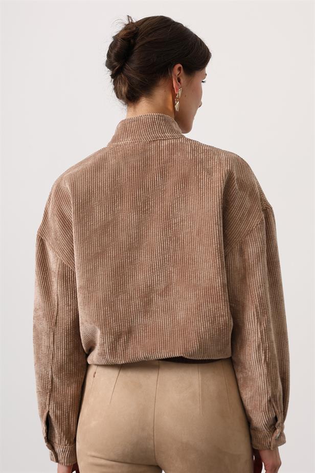 RYN VELVET BOMBER JACKET WITH FRINGES - Brown - San Luis Potosí