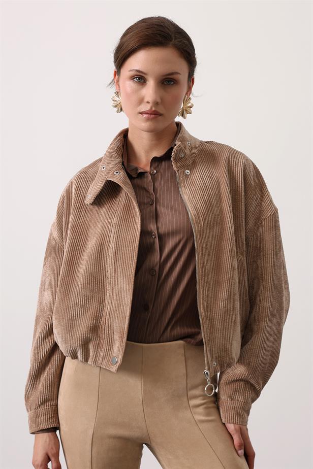 RYN VELVET BOMBER JACKET WITH FRINGES - Brown - San Luis Potosí