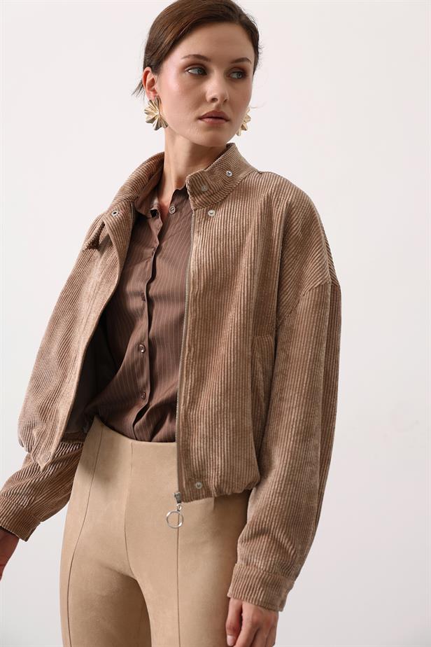 RYN VELVET BOMBER JACKET WITH FRINGES - Brown - San Luis Potosí