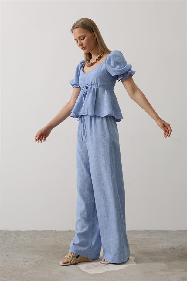 RYN Bow Tie Half Balloon Sleeve Suit - Blue - Encinitas