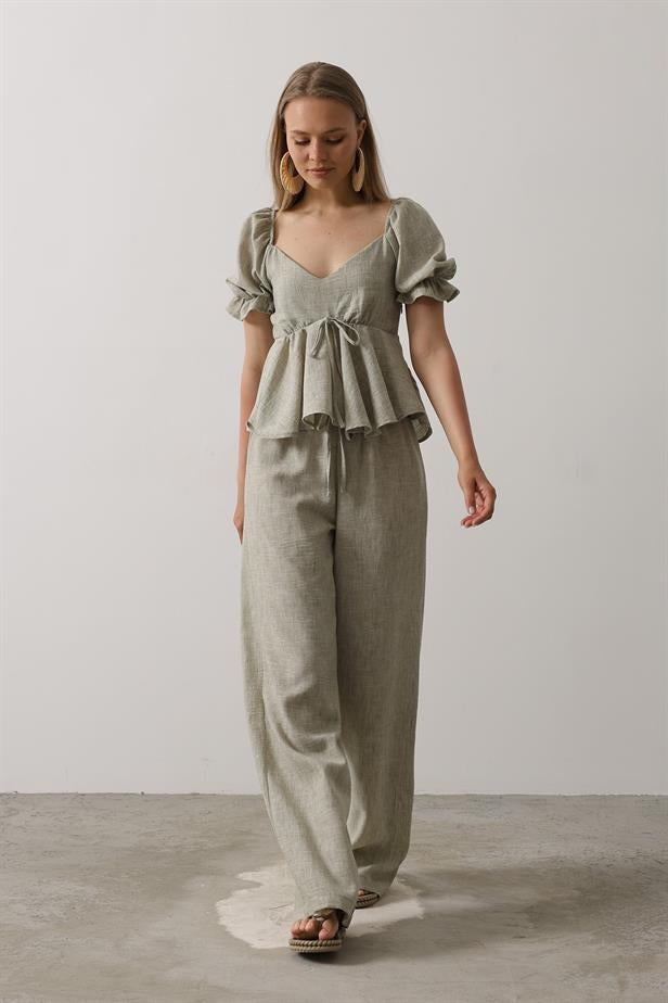 RYN Bow Tie Half Balloon Sleeve Suit - Green - Coalville