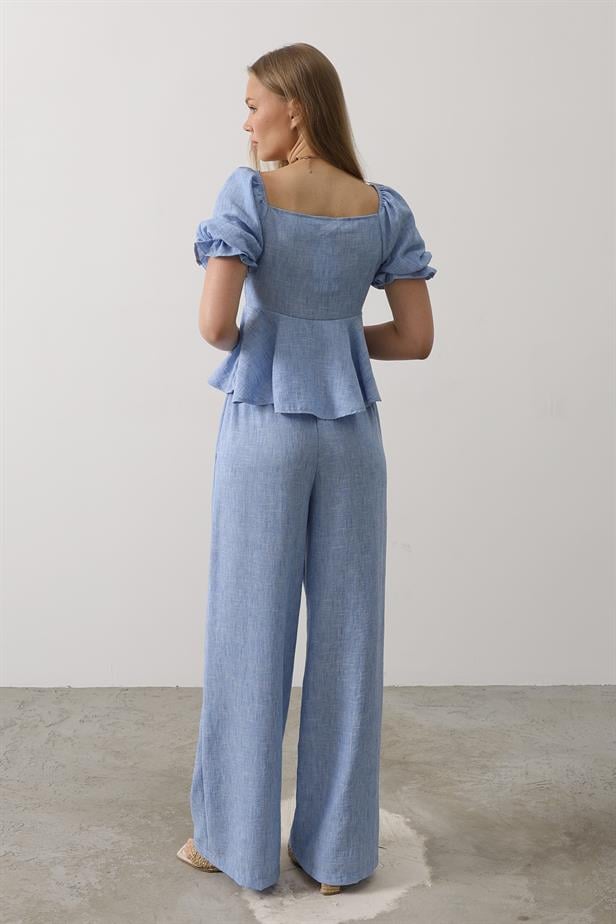 RYN Bow Tie Half Balloon Sleeve Suit - Blue - Encinitas