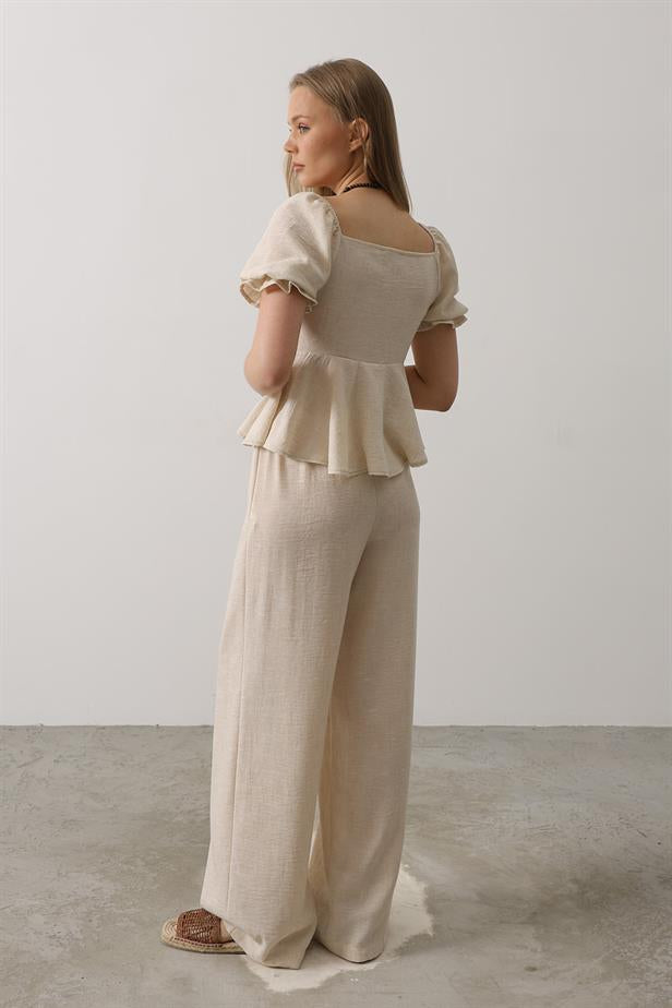 RYN Bow Tie Half Balloon Sleeve Suit - Beige - Waukegan