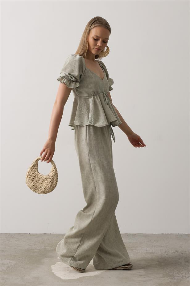 RYN Bow Tie Half Balloon Sleeve Suit - Green - Coalville