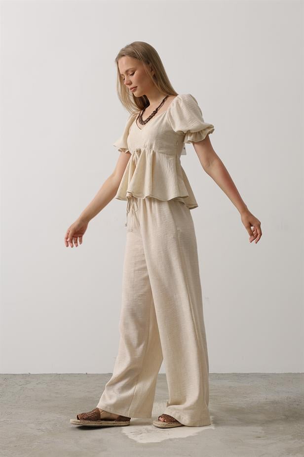 RYN Bow Tie Half Balloon Sleeve Suit - Beige - Waukegan