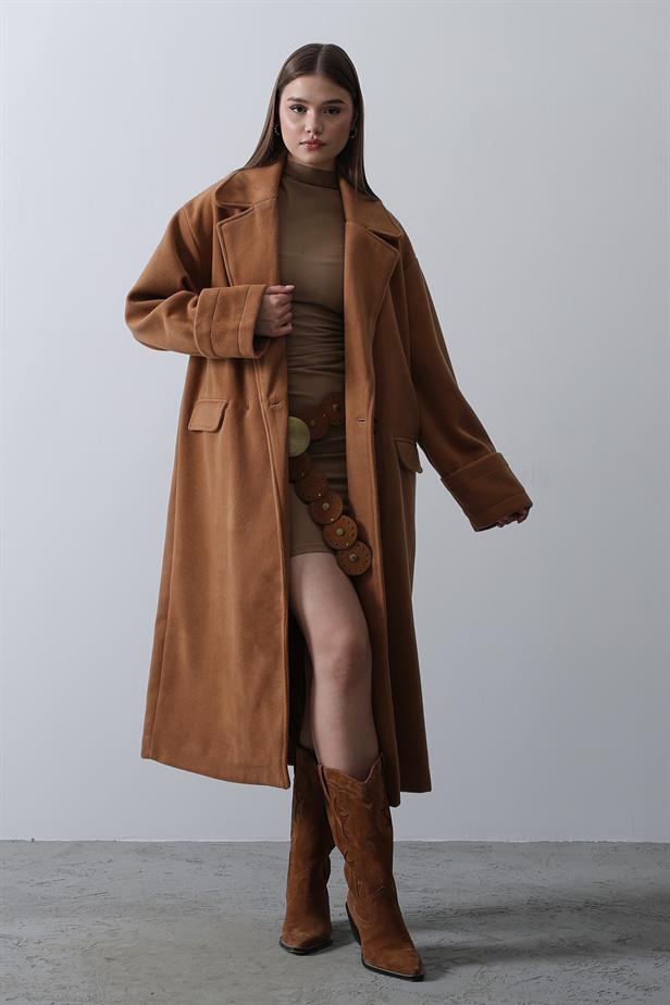 RYN Oversized Wide Sleeve Coat - Camel - Stryi